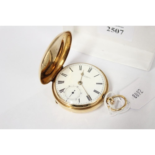 2507 - John Forrest 18ct Gold Pocket Watch, White Enamel Dial with Roman Numerals, Subsidiary Seconds Dial,... 