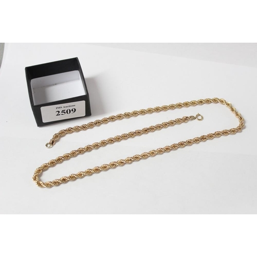 2509 - 9ct Gold Rope Twist Necklace, approx 55cms long, 20.1g.