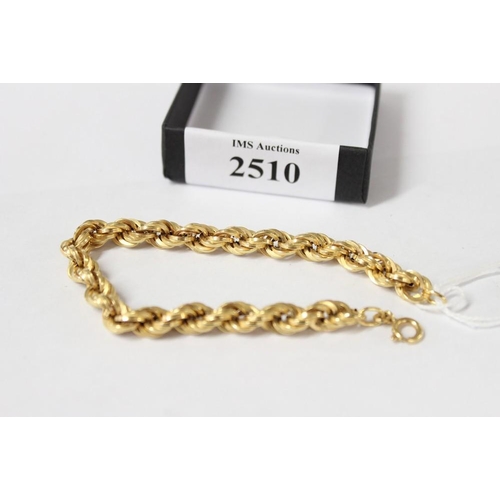 2510 - 9ct Gold Rope Twist Bracelet approx 18cms long, 6.9g.