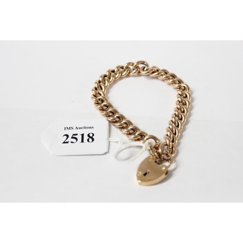 2518 - 9ct Gold Bracelet with Padlock Closure, approx 19.7g.