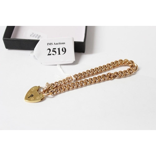 2519 - 9ct Gold Bracelet with Padlock Closure, 19.5g