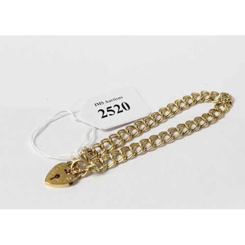 2520 - 9ct Gold Bracelet with Padlock Closure, 15.4g.