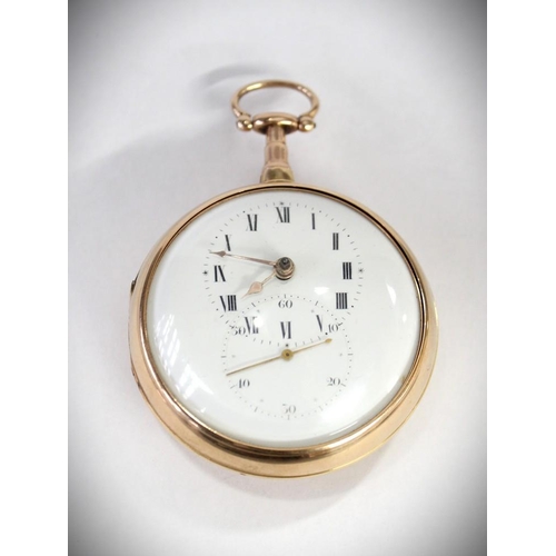 2523 - Rare Antique 18ct Gold Pair-Cased Verge Fusee Pocket Watch, White Enamel Dial with Roman Numerals & ... 