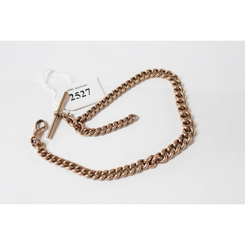 2527 - 9ct Rose Gold Guard Chain 30cm, 66.5g.