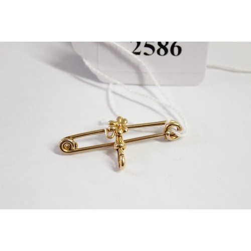 2586 - 9ct Gold Safety Pin Tie Clip 3.33gms