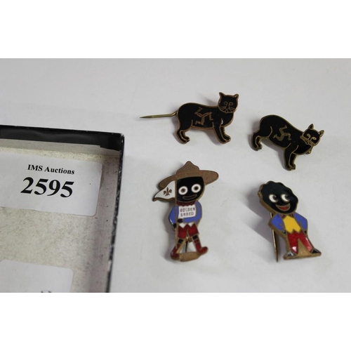 2595 - Box Containing Two Golly Figures & Two Black Cat Figures