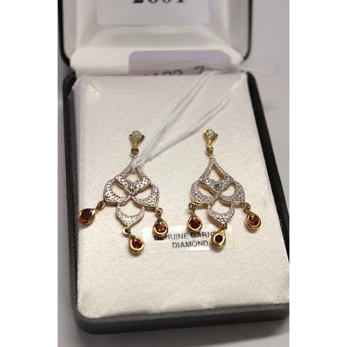 2601 - Garnet & Diamond Earrings