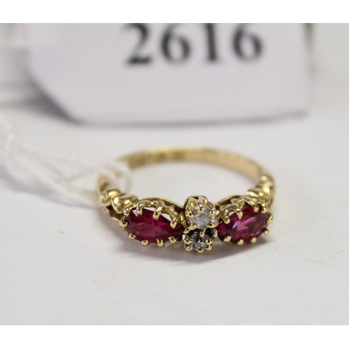 2616 - Ruby and Diamond 18ct Ring - UK Size N