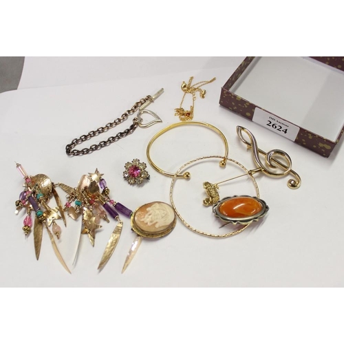 2624 - Small Box of Costume Jewellery