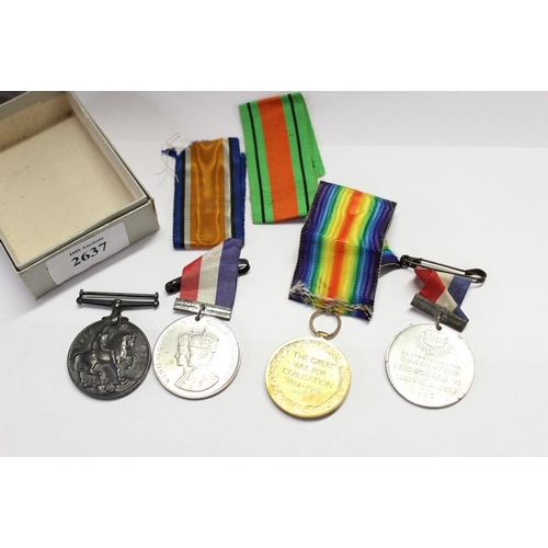 2637 - Small Box of Commemorative & WW1 Medals 4909 PTE. W Ninian 4-LONDON .R.