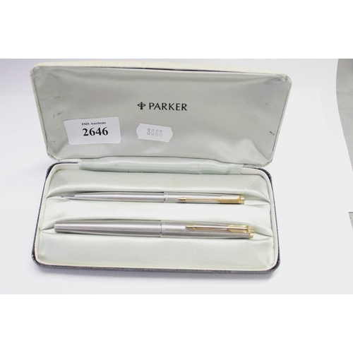 2646 - Cased Parker Pen Set - Propelling Pencil & Fountain Pen (14k Nib)