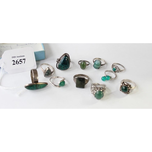 2657 - Collection of Green Stone Dress Rings