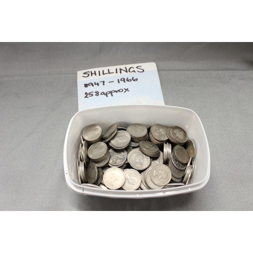 2688 - Box of UK Shillings 1947 - 1966 (approx 250)