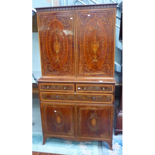 3001 - Victorian Mahogany Inlaid Bookcase on Base