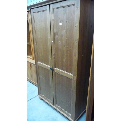 3017 - Modern Pine Double Door Wardrobe