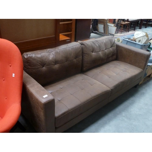 3043 - Tan Soft Leather 3 Seater Settee