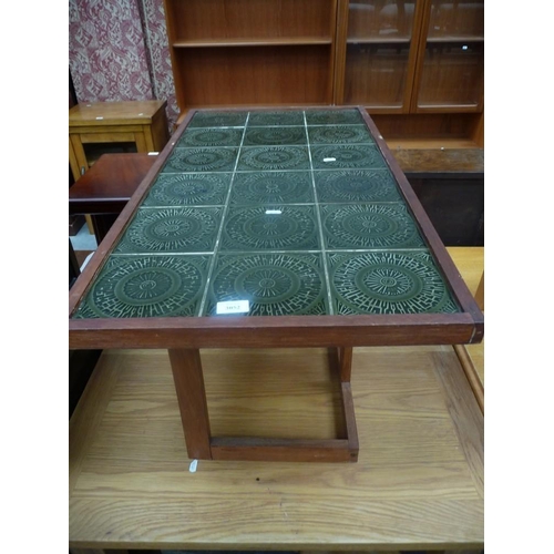 3052 - 1970's Green Tile Top Coffee Table