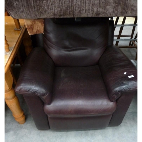 3056 - Brown Leather Single Armchair