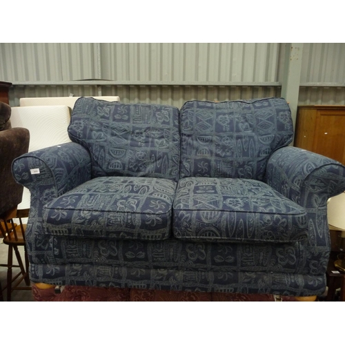 3059 - Blue Fabric Upholstered 2 Seater Settee - as found