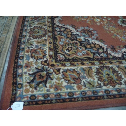 3347 - Geometric Woolen Rug on Rust Ground 232cm x 172cm approx