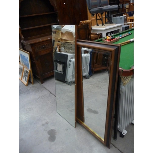 3364 - Mahogany Beveled Wall Mirror, and Unframed Wall Mirror