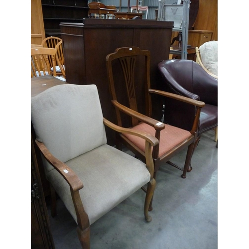 3367 - Oak Elbow Chair and a Pine Elbow Chair