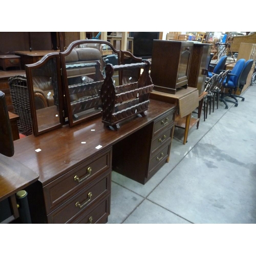 3383 - Mahogany Dressing Table, Oak Coal Depot, Formica Topped Table, Record Cabinet etc