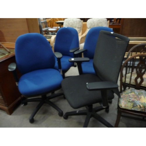 3406 - Four Computer Office Desk Chairs