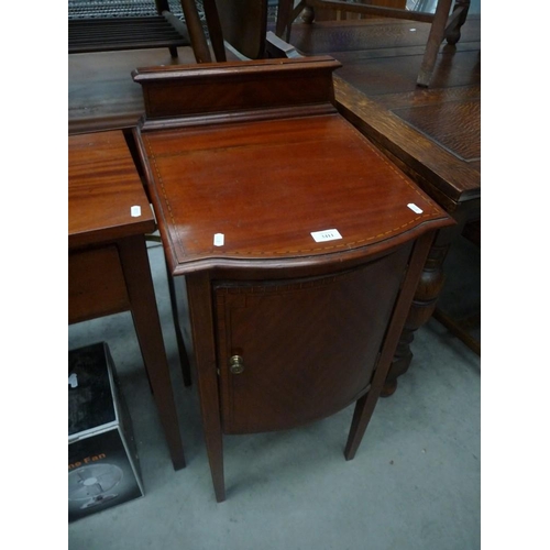 3411 - Mahogany Inlaid Bow Front Pot Cupboard