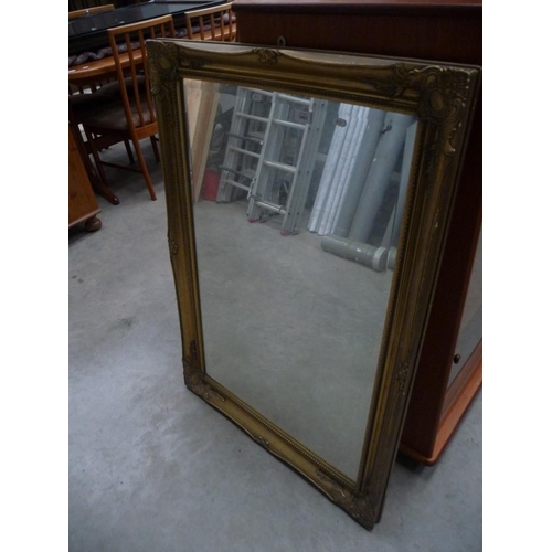 3413 - Gilt Framed Beveled Wall Mirror, 89cm x 59cm approx