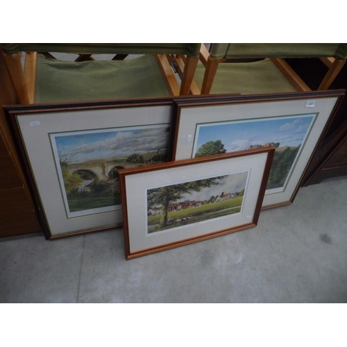 3415 - Three Signed Prints, Stirling Castle, Stirling Bridge & Sunday Cricket