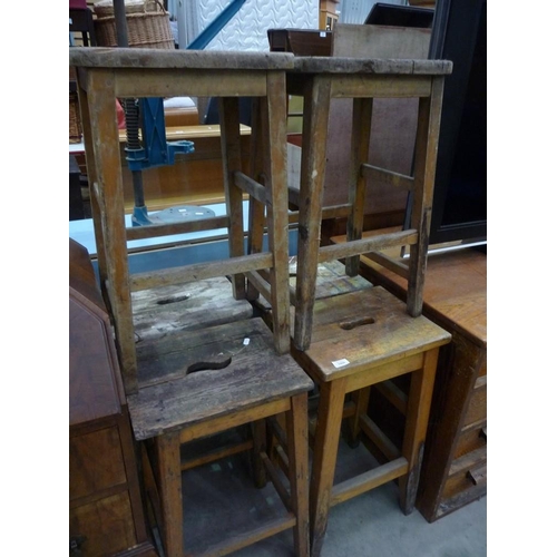 3420 - Six Vintage Pine Bar Stools