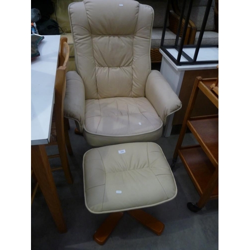 3431 - Cream Fabric Swivel Chair and Stool