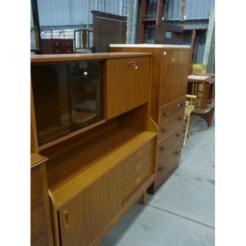 3438 - 1970's Dresser and Teak Linen Cabinet (as found)