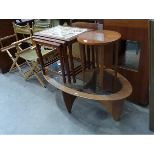 3440 - Teak G-Plan Glass Top Table, Teak Tile Top Nest of Tables and Teak Occasional Table