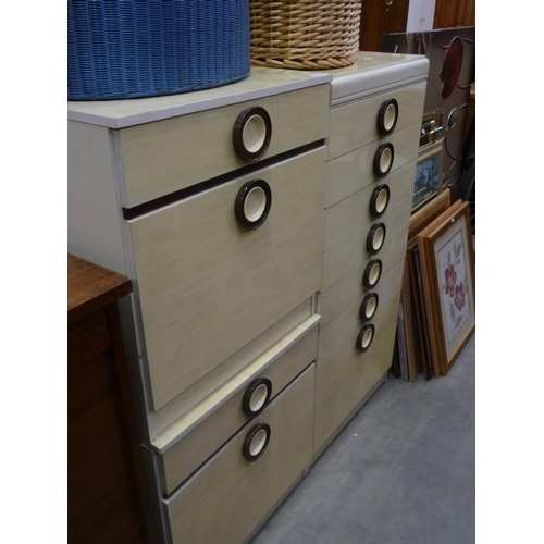 3458 - Vintage Seven Drawer Chest and Pair of Bedsides as found