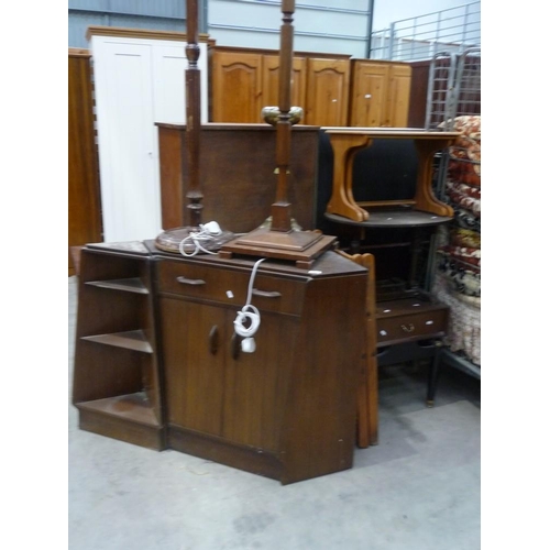 3464 - 1970s Corner Cabinet, Bedside, Nest of Tables, Two Standard Lamps, Two Folding Chairs etc