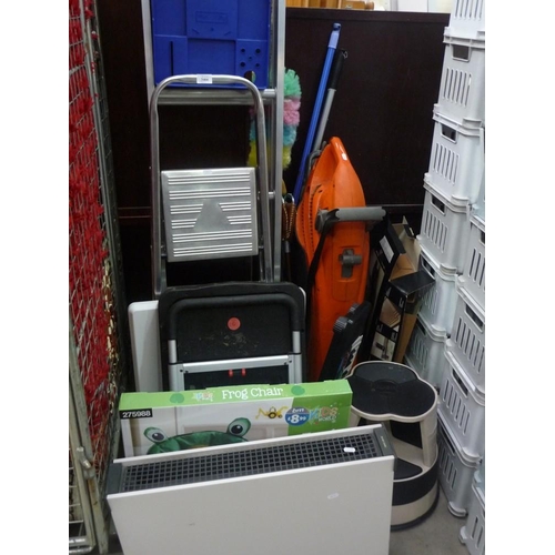 3466 - Two Aluminum Ladders, Sack Trolley, Folding Trolley, Leaf Vacuum, Shooting Stick etc