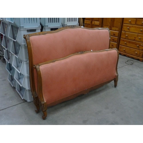 3468 - French Style Mahogany Upholstered Double Bed Frame