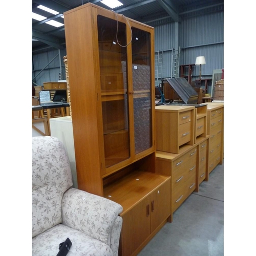 3475 - Teak G Plan China Cabinet on Cabinet Base