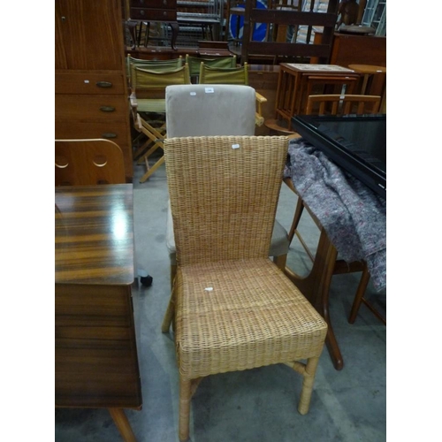 3480 - Fabric High Back Dining Chair and Wicker Conservatory Chair