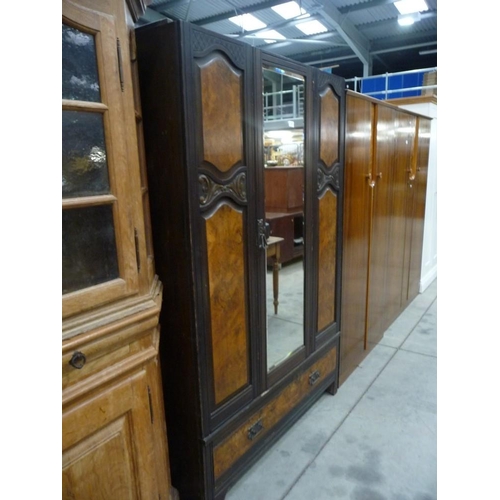 3495 - Walnut Mirror Door Wardrobe (as found)