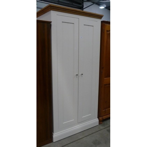 3497 - Oak White Painted Double Door Wardrobe