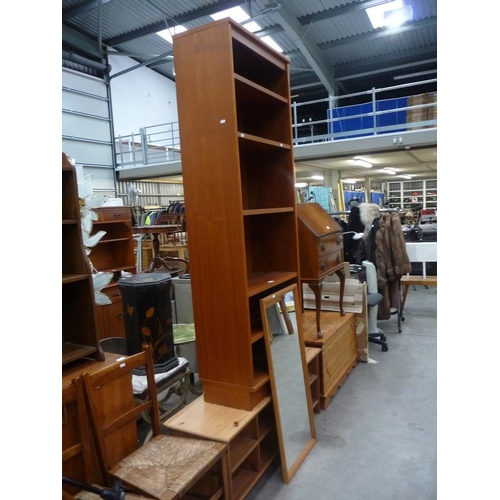 3518 - Teak Bookcase, Pine TV Stand and Mirror