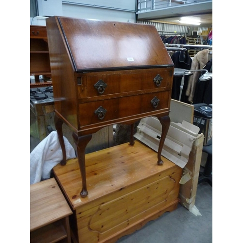 3519 - Mahogany Writing Bureau and Pine Blanket Box