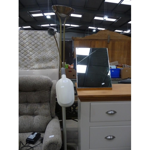 3533 - Oak Dressing Mirror, Reading Lamp and Uplighter