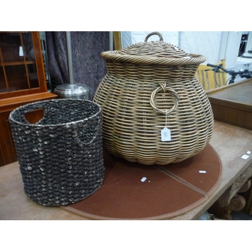 3537 - Wicker Laundry Basket, Paper Bin and Table Protector