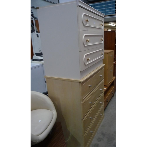 3542 - Beech Four Drawer Chest and Three Drawer Chest