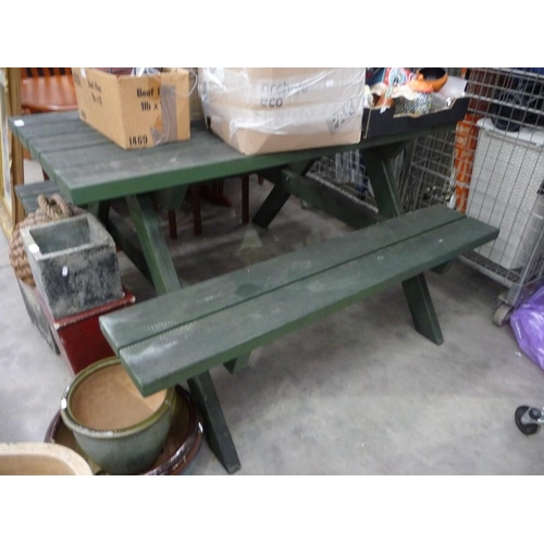 3554 - Painted Hardwood Outdoor Table and Bench Set