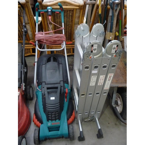 3563 - Bosch Electric Lawnmower and a Aluminum Extending Ladder